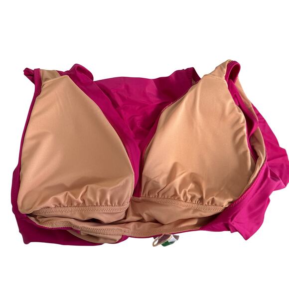 NWT J. Crew Ruched Ruffle One Piece Swimsuit Radiant Fuchsia Size 14 - Picture 12 of 13